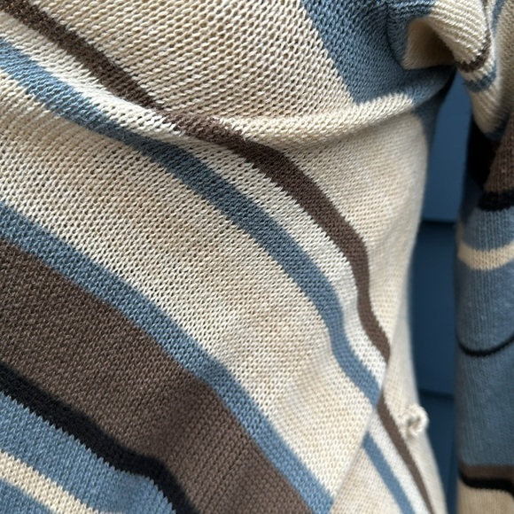 💙🤎🤍Goddis S/M blue tan cream black Naples sweater cardigan drape - Picture 3 of 10